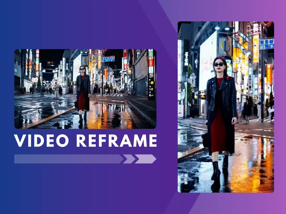 Demonstration of AI generative fill expanding a 16:9 horizontal video to a 9:16 vertical format, creating new, coherent visuals to fill the space.